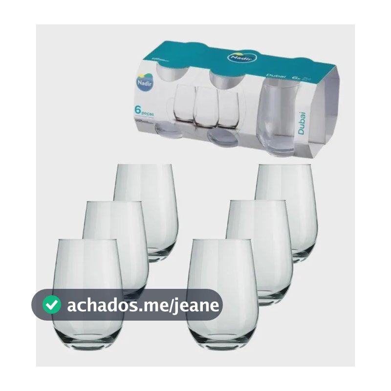 Jogo Copos Vidro Dubai Long Drink Água 480ml Nadir 6 Peças