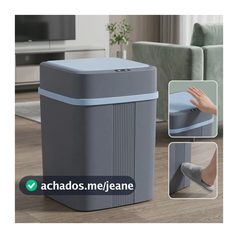 Lixeira Com Sensor Inteligente 12L Silenciosa Automática Yesop Cor Cinza-Azulada