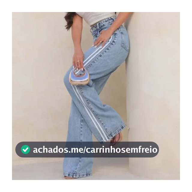 Calça Wide Leg Listras Laterais Cintura Alta Streetwear 100% Azul Celeste Listras 44