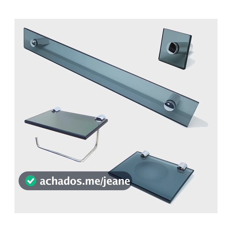 Kit De Acessorios P/ Banheiro 4 Pcs Em Vidro Fume S601cel