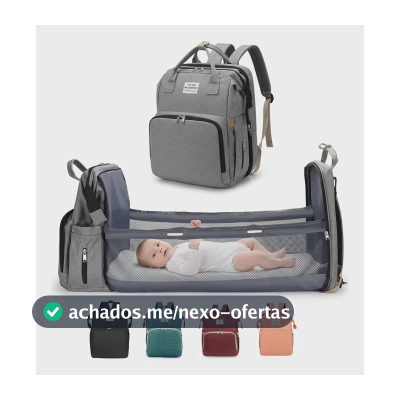Mochila Maternidade Bolsa Bebê Térmica Com Berço E Trocador Cinza Liso