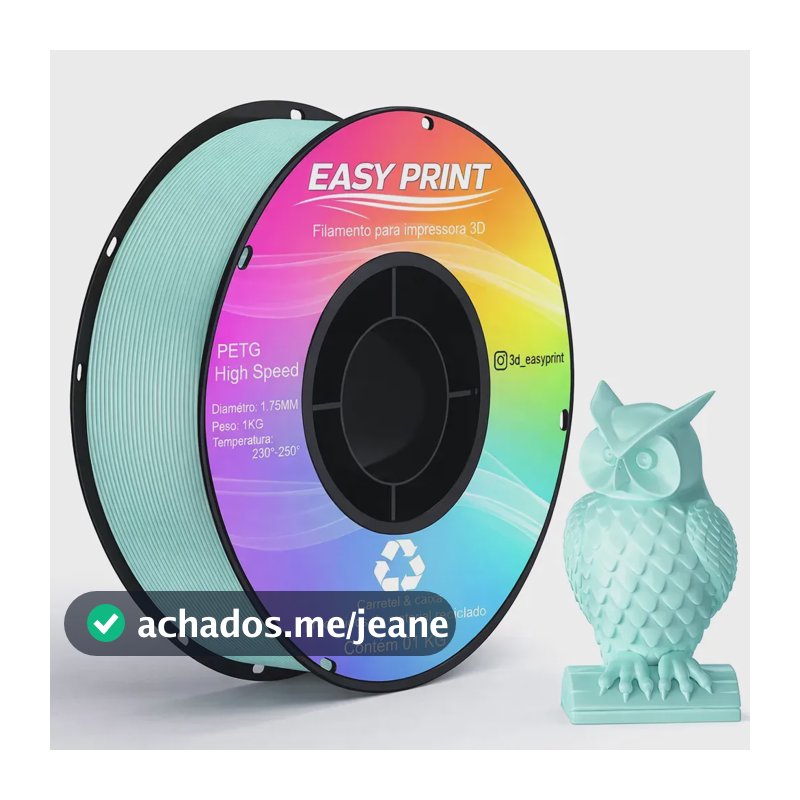 Filamento Petg Easy Print 3d Premium Impressão High Speed E High Fluid 1.75mm Para Impressora 3d Azul Ciano