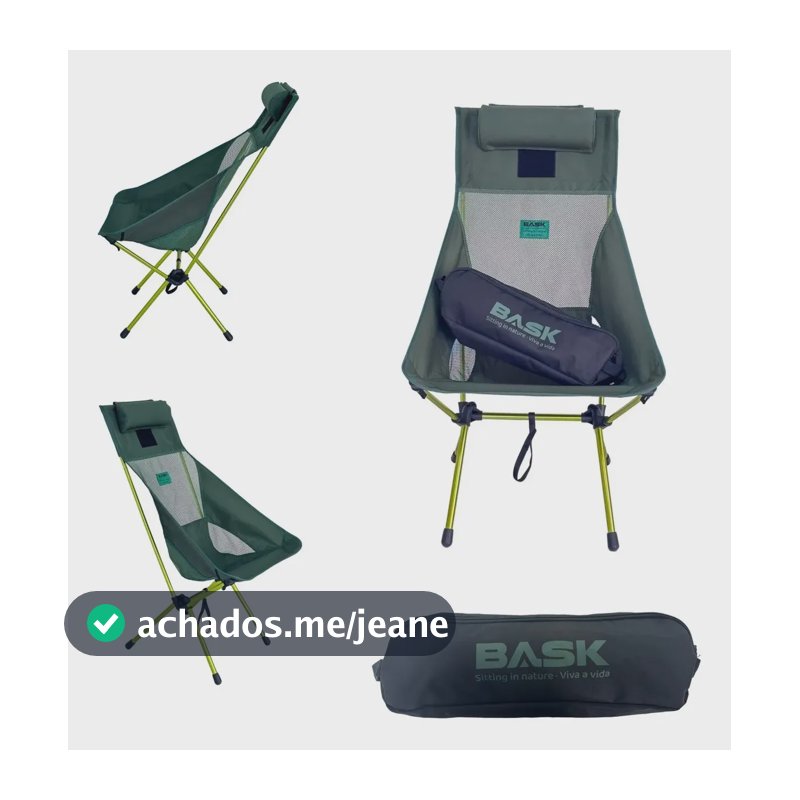 BASK Cadeira Dobrável 150 kg de Alumínio com Encosto Alto com Travesseiro para Camping e Pesca– Verde
