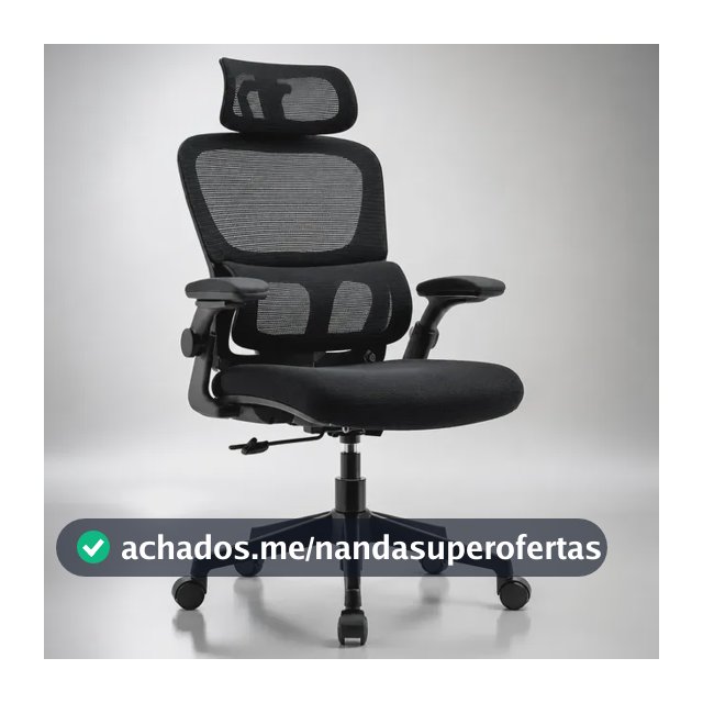 Cadeira Lombar Ergonômica Escritório Apoio Mesh Suporte Cor Preto Malha Nylon Pu