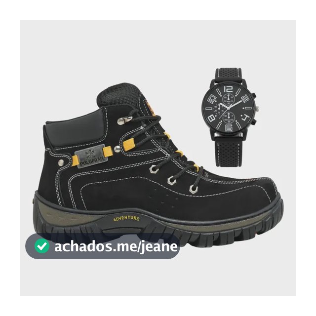 Bota Adventure + Relógio Coturno Polo Fran Couro Masculina