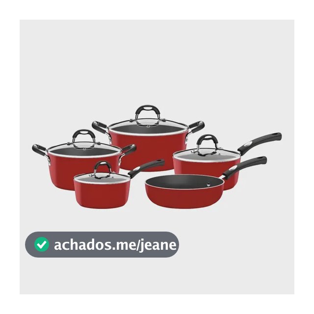 Jogo de Panelas Tramontina Mônaco 5 Peças em Alumínio com Revestimento Interno em Starflon Premium e Externo Siliconado Vermelho