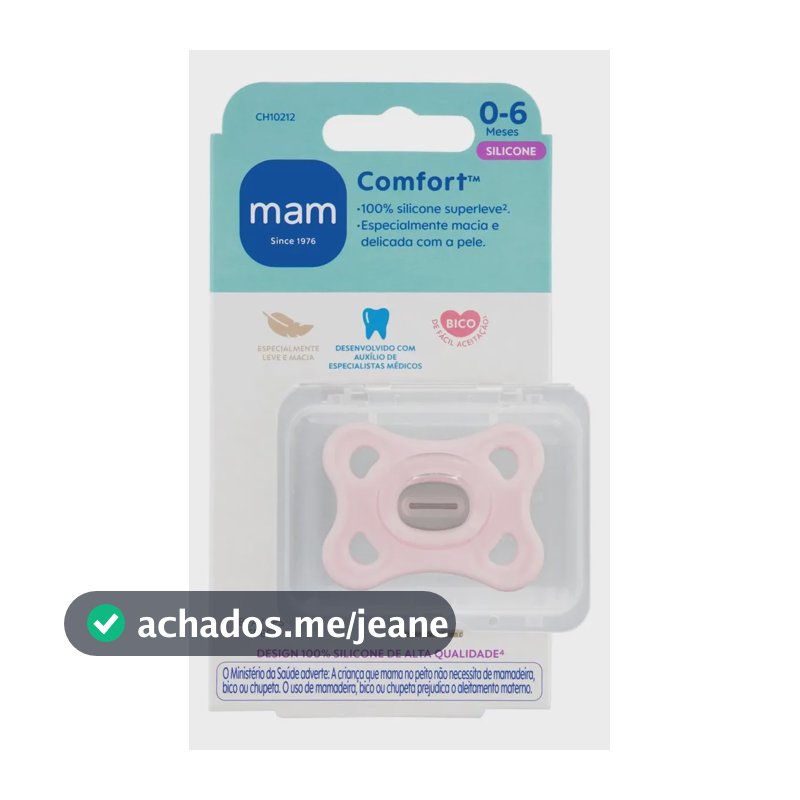 Chupeta Comfort 100% Silicone 0 à 6 meses rosa MAM