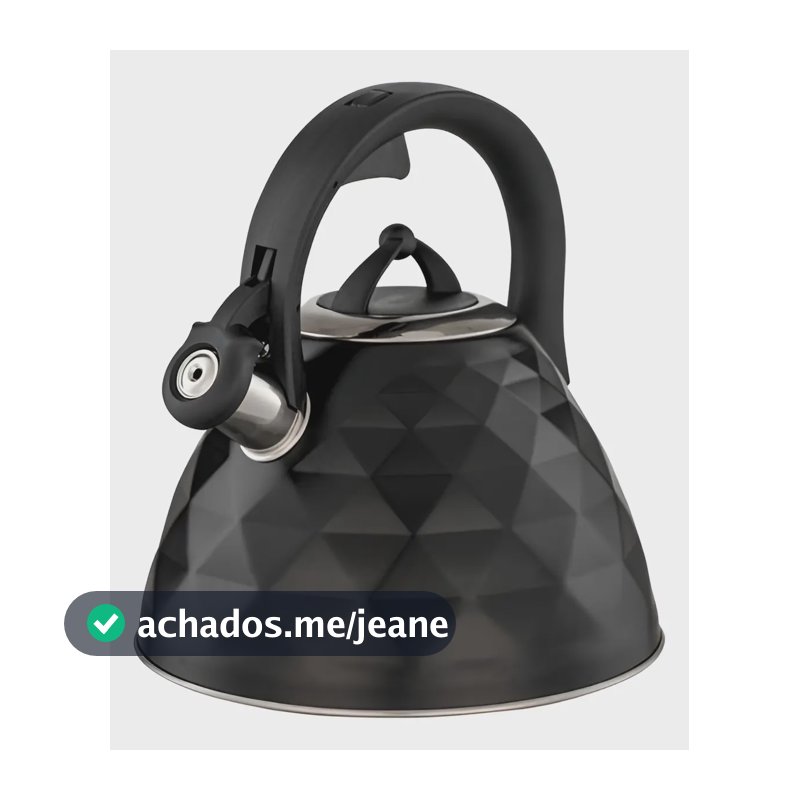 Chaleira de Inox Brinox 3L Black Diamond Com Apito Indução Preta