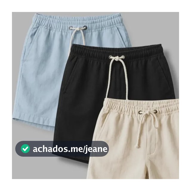 Kit 3 Shorts Masculino Bermuda Linho Verão Envio Imediato Preto-azul-palha Gg