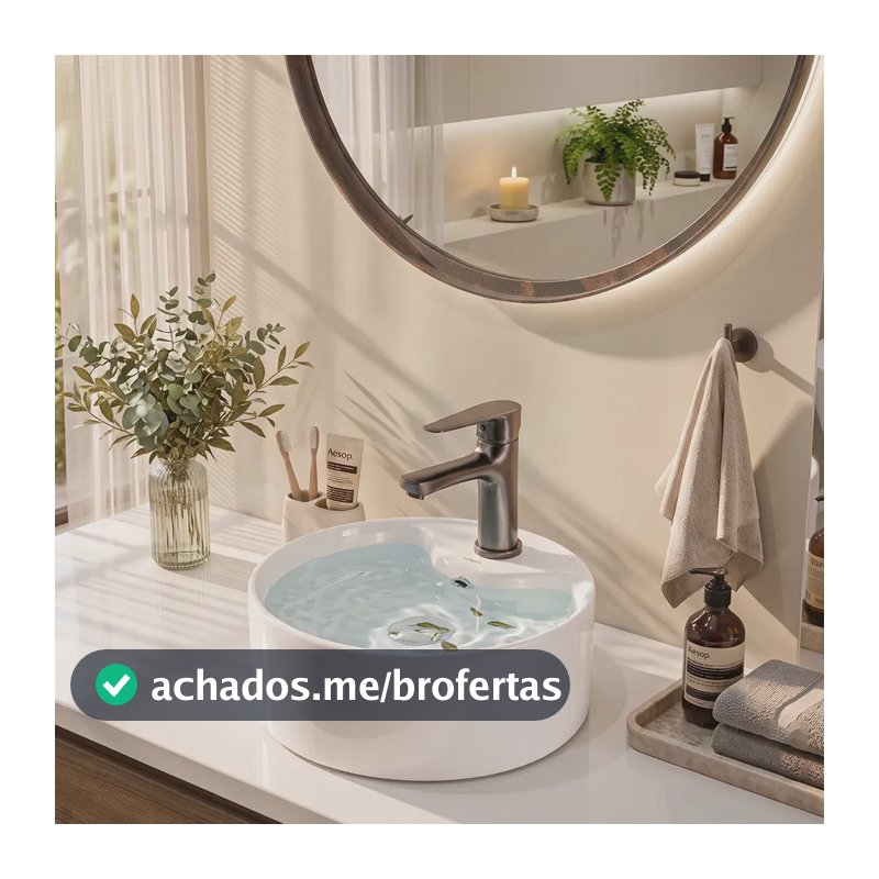 Cuba de Apoio Redonda Winda 30cm Cerâmica Branca Premium Hidrófuga Fácil Limpeza com Furo para Torneira Banheiro Lavabo