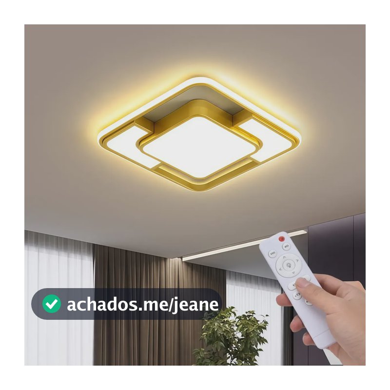 Lustre Moderno Pendente Led Quarto 3 Em 1 Bivolt C/remote 127/220v Dourado