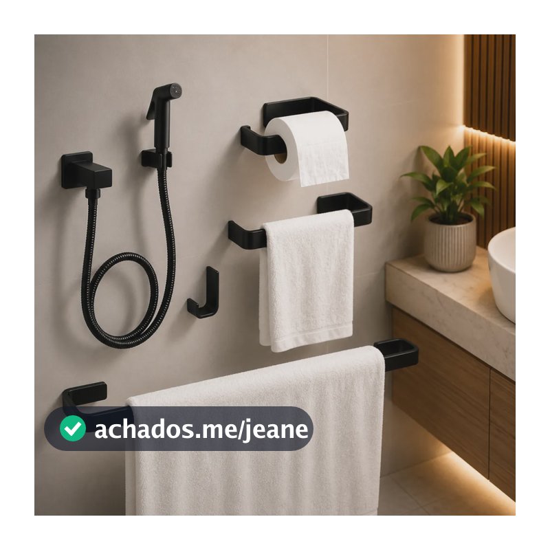 Kit Banheiro Preto Fosco Luxo Completo Ducha Higiênica Inox