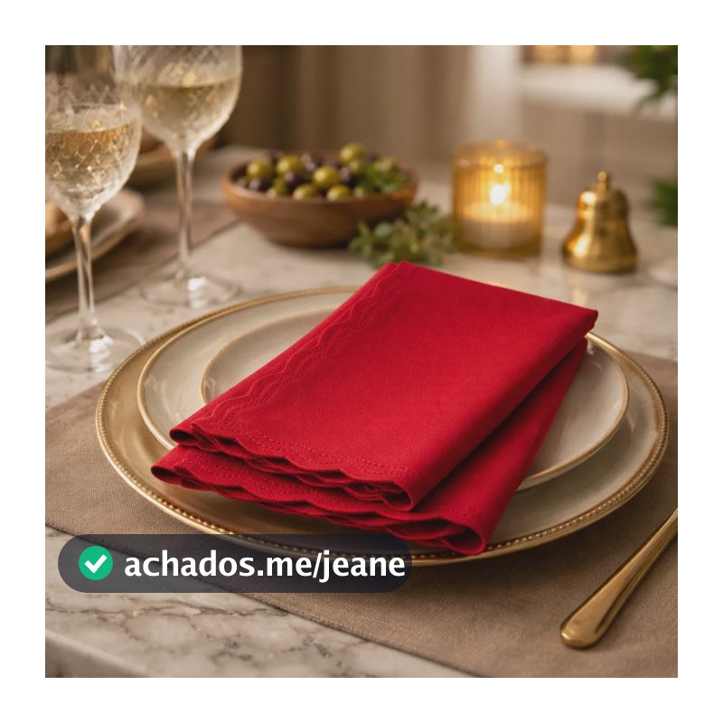 Kit 10 Guardanapos De Tecido Oxford 35x35 Mesa Posta Premium Vermelho Liso