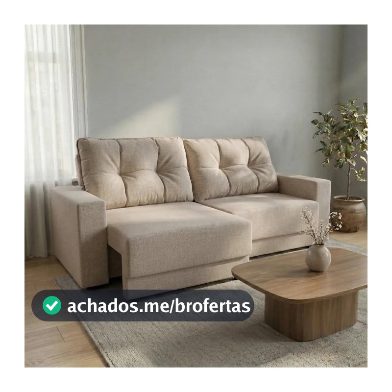 Sofá 3 Lugares Retrátil Lubeck Linho Cru