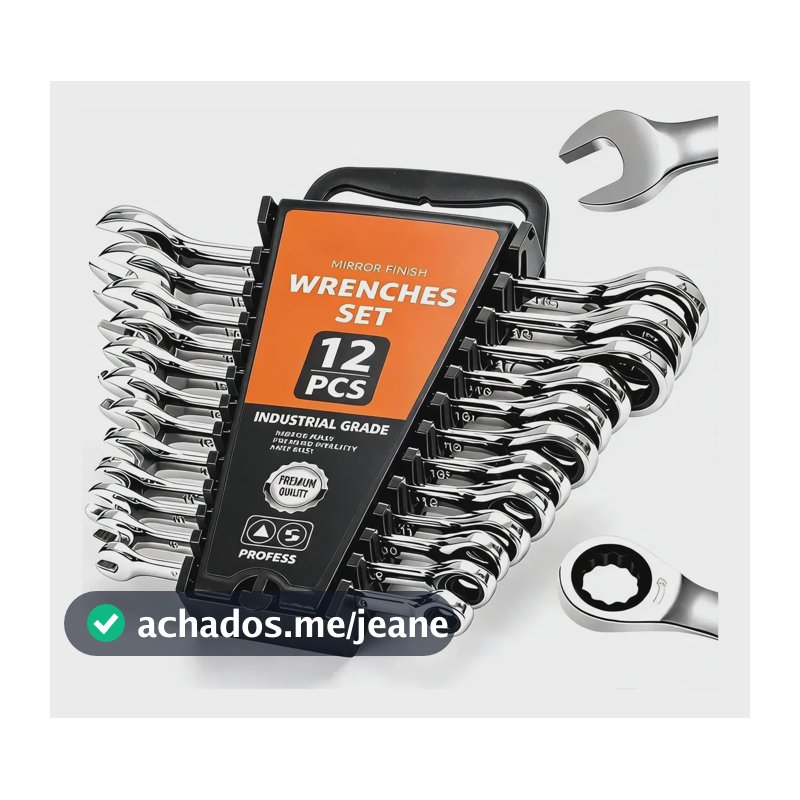 Jogo De Chaves Combinadas Com Catraca 12 Peças 6 A 19mm Cr-v Cinza
