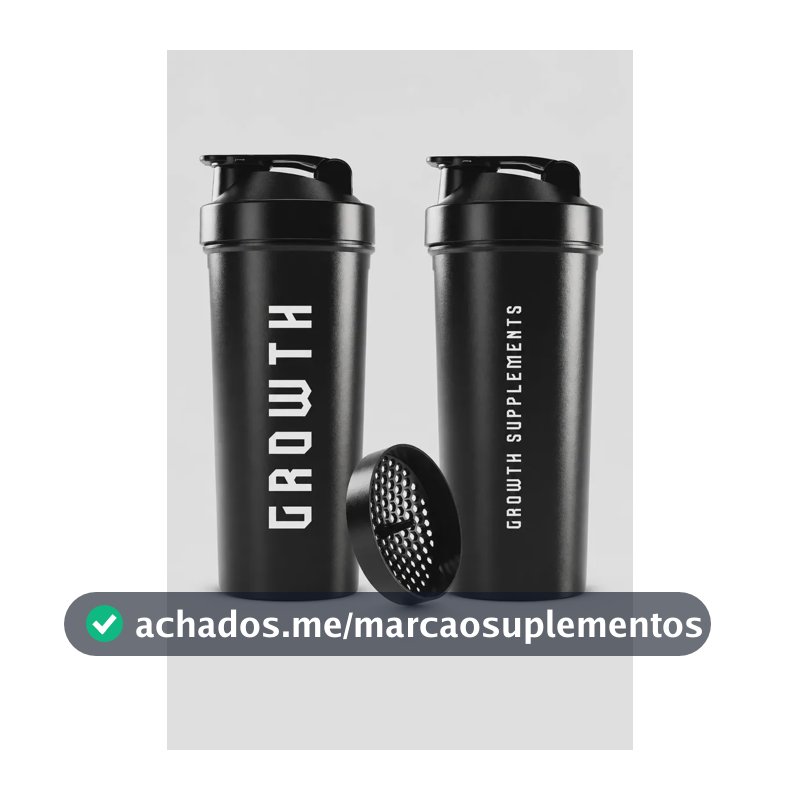 Coqueteleira Shaker Academia 600ml Growth Supplements Preto
