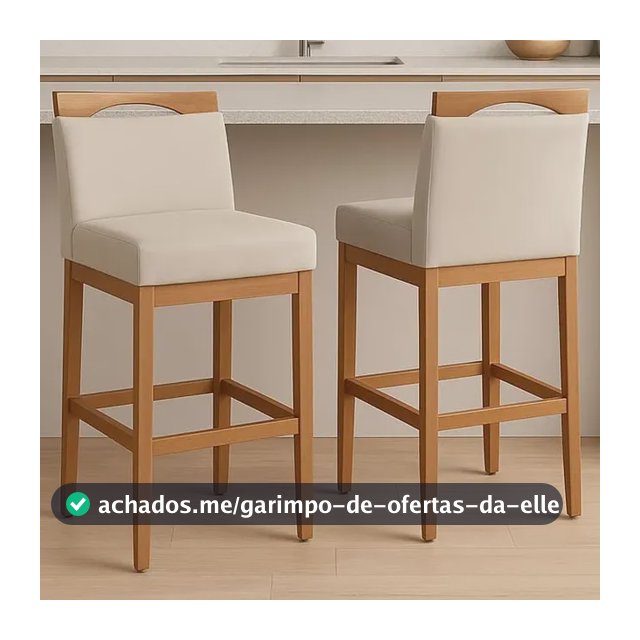 2 Banqueta Alta Para Balcão Com Encosto Madeira Estofada