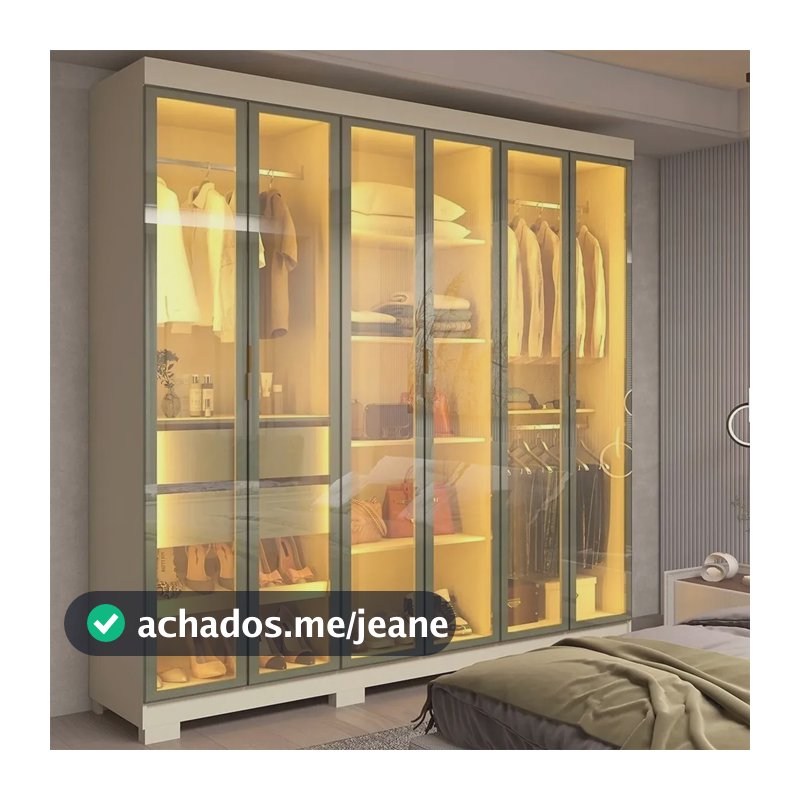 Guarda-roupa Casal Com 6 Portas Reflecta Com Pés 100% Mdf Off White