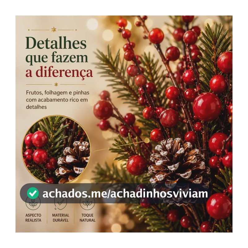 Azevinho Galho 1 unidade Vermelho Natal Para Enfeites Natalinos 36 cm Artifical
