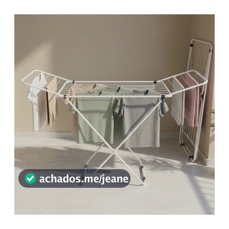 Varal De Chão Dobrável Compacto Em Aço Reforçado Slim Branco Branco