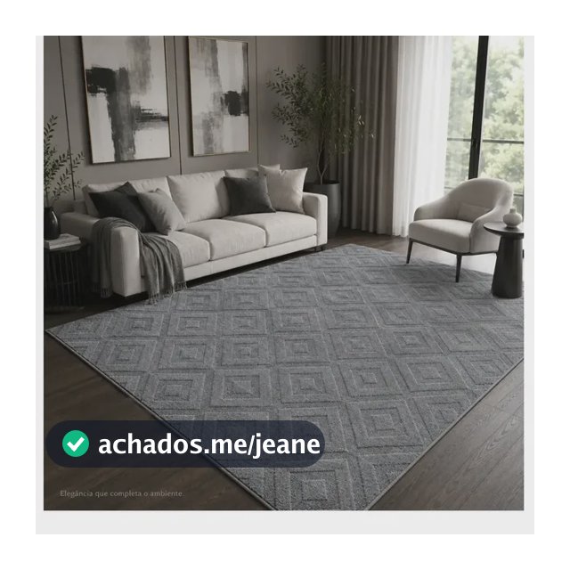 Tapete Sala 2,0x1,5m Geométrico Alto Relevo Antiderrapante 2 M 1.5 M Cinza