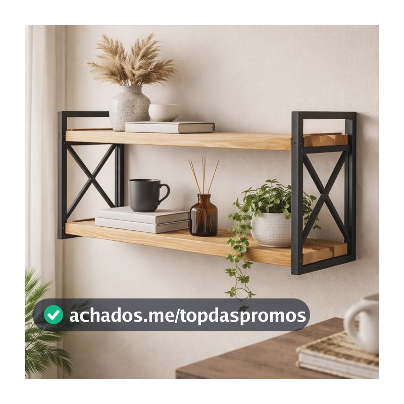 Prateleira Estilo Industrial Modelo X  Com Medidas 15x90cm Preto