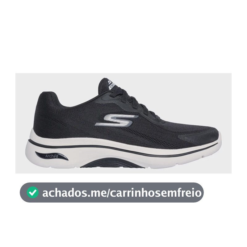 Tênis De Caminhada Masculino Arch Fit 2.0 Skechers Preto/branco Liso 40 Br