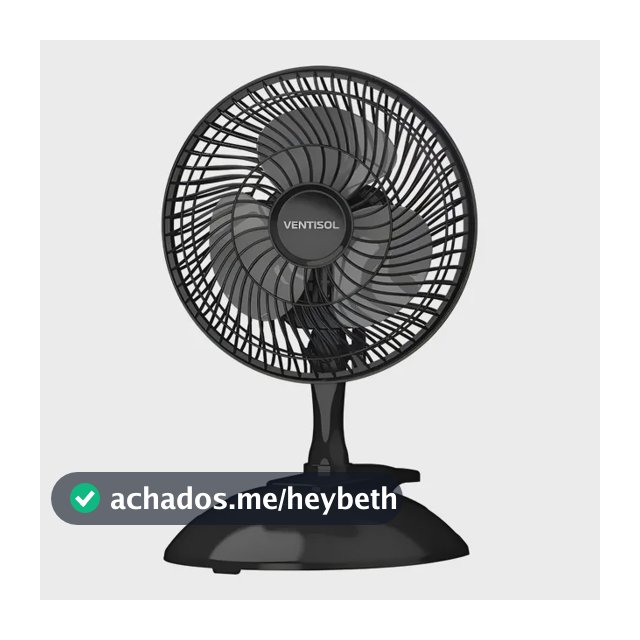 Mini Ventilador Ventisol 20cm 3 Pás Preto Clip Portátil De Mesa