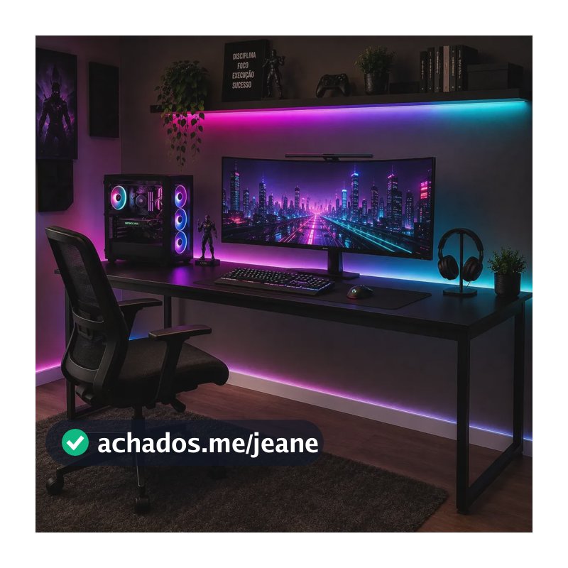 Mesa Para Pc Gamer Office 150cm Industrial Estrutura Em Aço Preto
