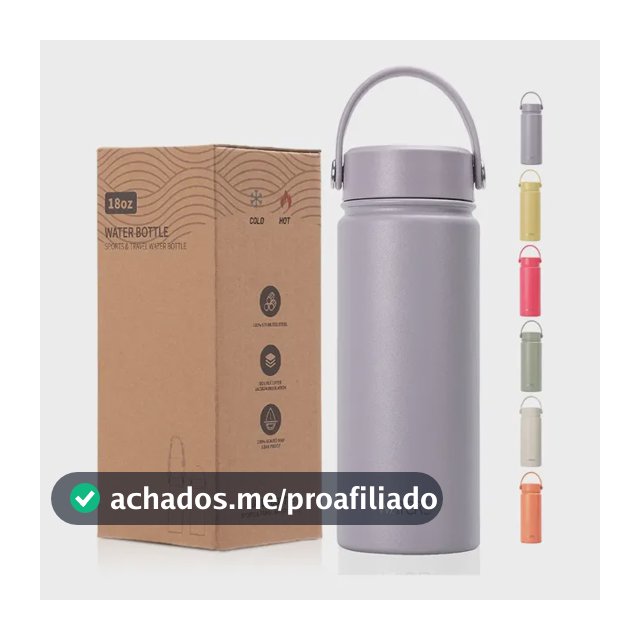 Garrafa Térmica Inox 532ml Parede Dupla Gelada 24h Com Alça Lavanda