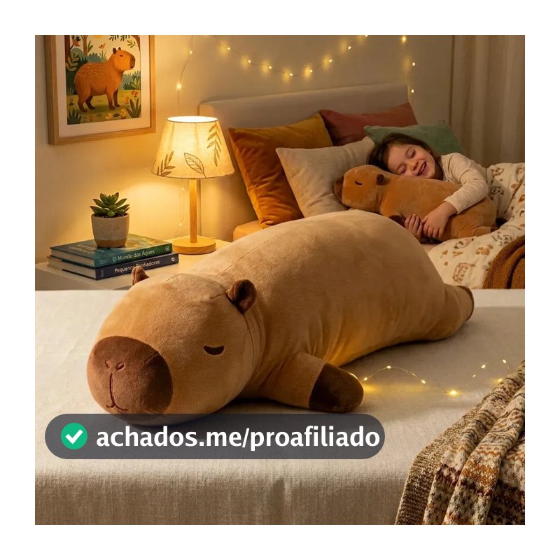 Travesseiro De Corpo Xuxão Capivara Pelúcia Gigante 65cm Almofada Abração Antialérgico Toque Super Macio Confortável Para Dormir Decorar Presentear Infantil Adulto Acabamento Premium Brasiliana Tech