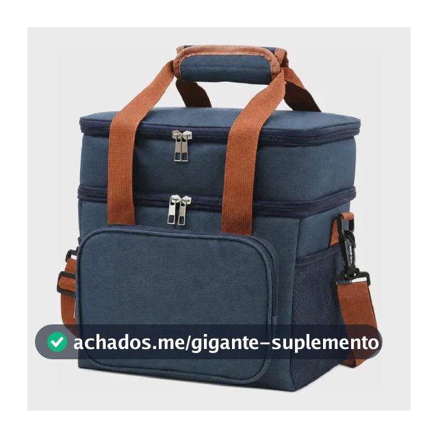 Bolsa Térmica Lancheira Marmita 13,5L 2 Compartimentos Frasqueira Dupla Camada Alça de Ombro Fitness Trabalho Azul
