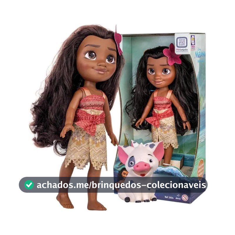 Boneca Moana Fashionista Disney Princes Articulada 36cm c/ Porquinho Pua