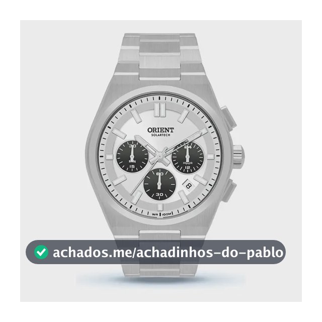 Relogio Orient Solartech Cronógrafo Aço Inox Mbssc274 S1sx Prateado Branco