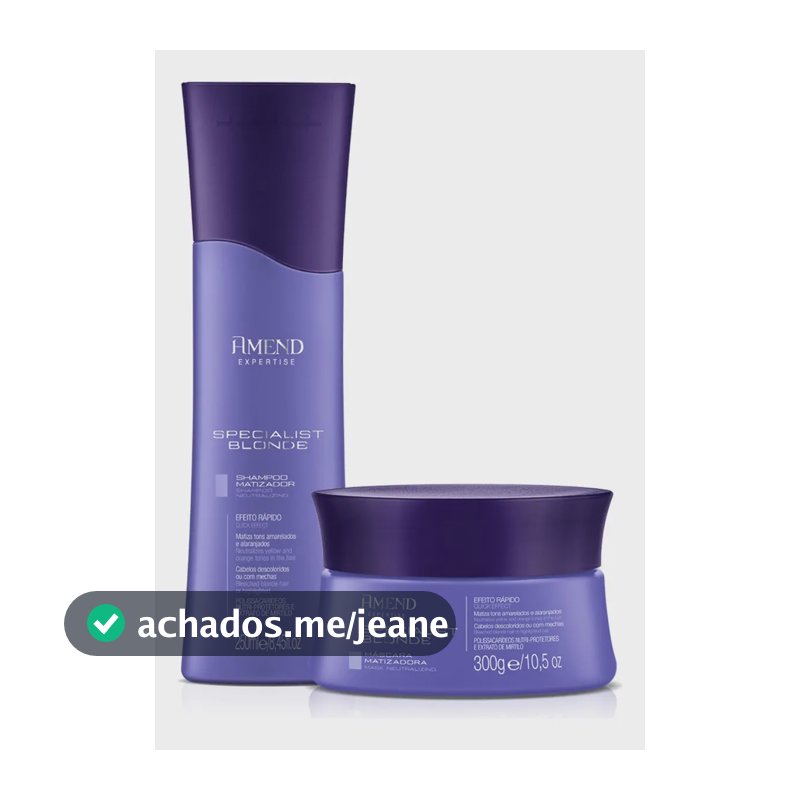Kit Amend Specialist Blonde Matizador Shampoo E Mascara