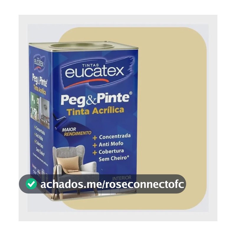 Tinta Peg & Pinte Eucatex Antimofo Sem Cheiro 1 8 L Cores Acabamento Fosco Cor Palha Sertão