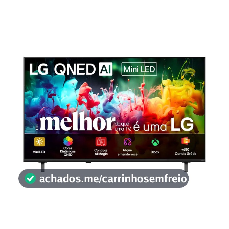 Smart TV 4K 65" LG QNED Mini LED AI QNED70 2026 Processador α7 Ger9 HDR10 Xbox Bluetooth Wi-Fi AI Search Google Gemini webOS 26 - 65QNED70BSA