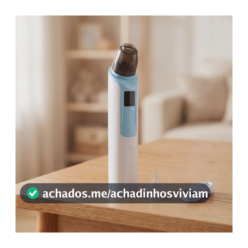 Aspirador Nasal Elétrico Infantil Recarregável Sugador Nasal Bebê 6 Níveis de Sucção 2 Bicos Cabo USB Livre de BPA Inclui Filtro Azul para Higiene e Limpeza do Nariz de Bebês e Crianças 0 a 24 Meses