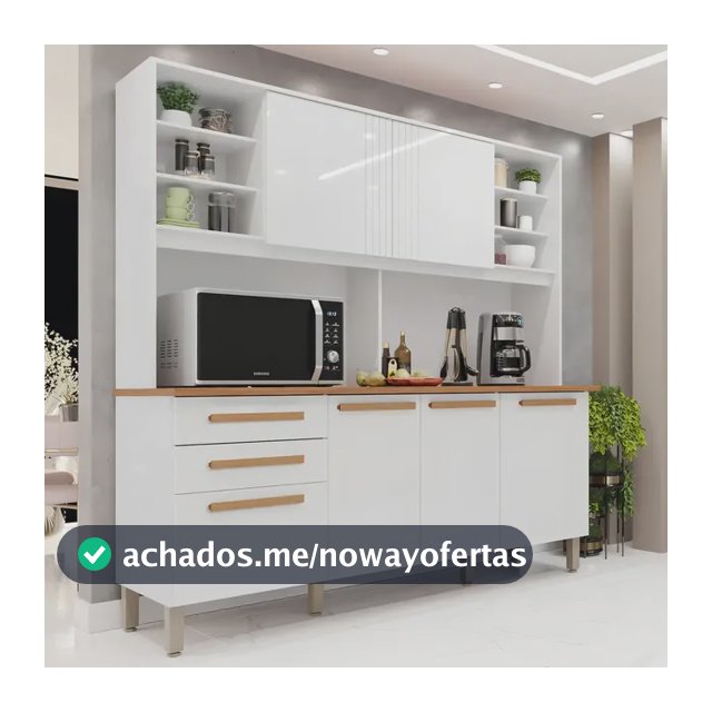 Armário de cozinha 6 portas 2 gavetas Adelle Yescasa jawt branco neve