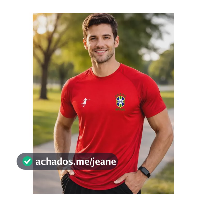 Camisa Masculino Dry Fit Esportivo Brasil Vermelho G