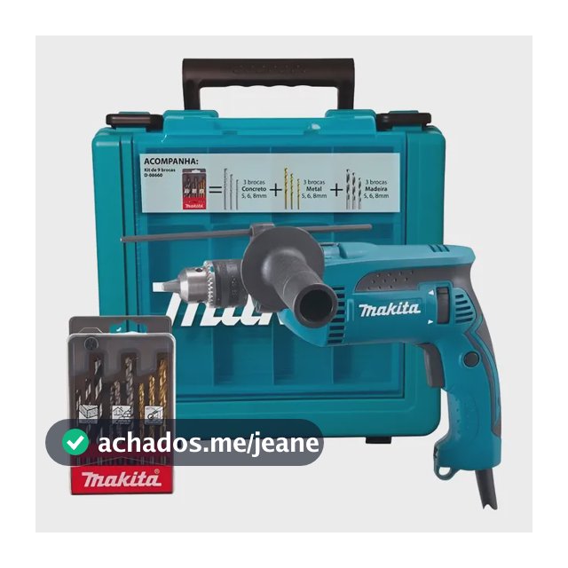 Furadeira De Impacto Makita 760w Hp1640kx1 1/2 Pol + Brocas