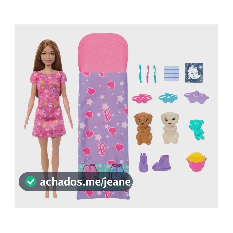 Conjunto Festa Do Pijama Da Barbie Com Cachorrinhos Mattel