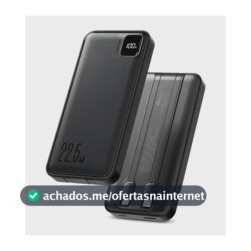 Power Bank 10000 mah Turbo 22.5w Carregador Portátil Display Digital Usb C Universal iPhone Samsung Xiaomi Motorola Audiophile