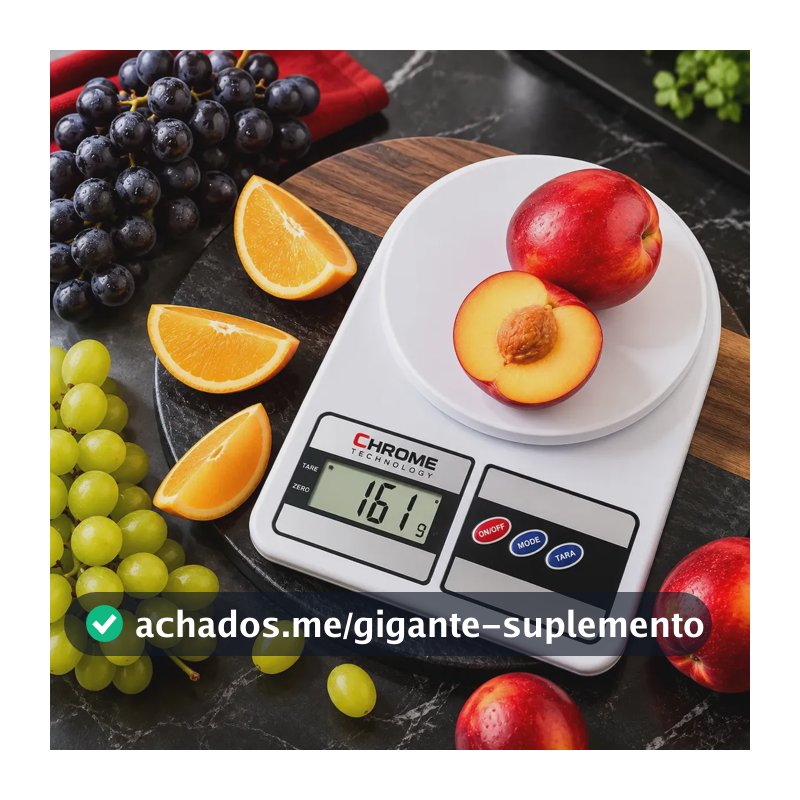 Balança Digital de Cozinha para Alimentos, 10 kg e Precisão de 1g Profissional E Uso Domestico Nutricional Para Pesar Alimentos Ou Confeitaria Comida Chrome Technology