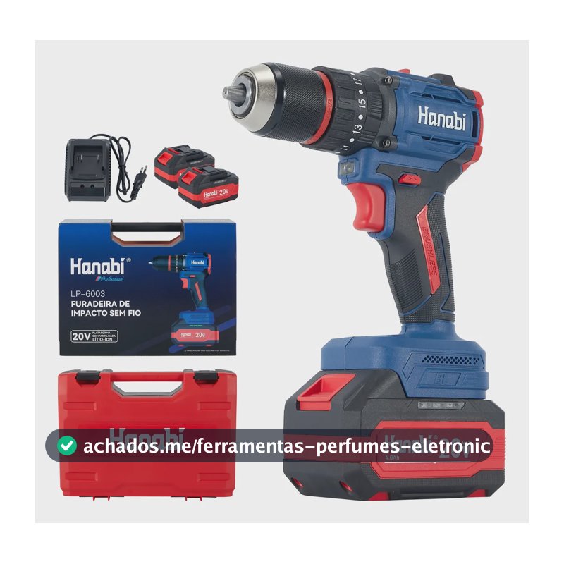 Parafusadeira Furadeira Impacto Profisional Hanabi 70nm 13mm Azul-petróleo 127/220v