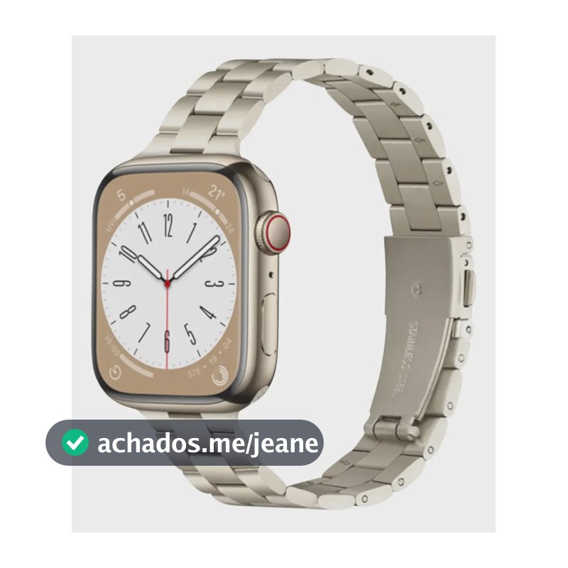 Pulseira Fina 3 Bandas Aço Inox Elos Para Apple Watch Starlight 44/45/46/49mm