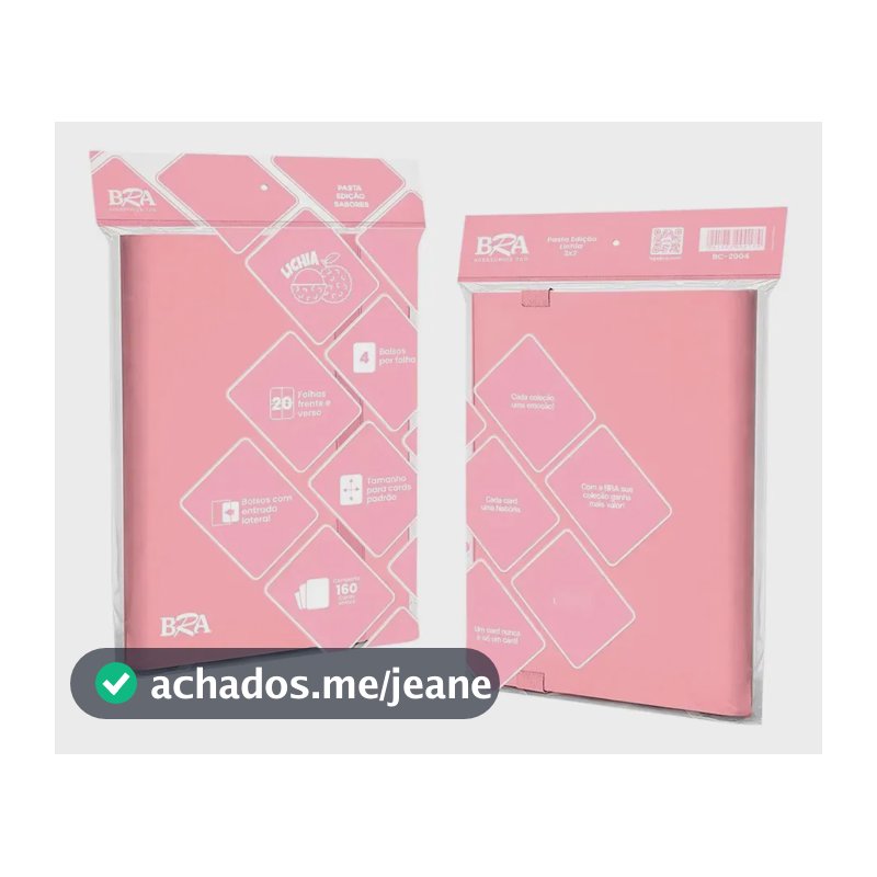 Pasta Para Cards Bra 2x2 Edição Sabores 160 Cards Lichia Rosa