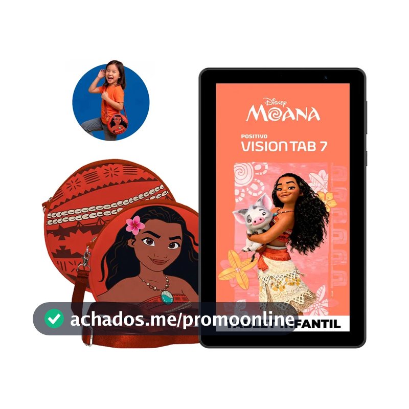 Tablet Positivo Vision TAB 7 Moana - Processador Octa-Core 3GB RAM 64GB Armazenamento, Tela 7” IPS, Bateria 3100mAh, Android 14 Go, Wi-fi - Preto - Inclui 2 Itens de Proteção (Capa e Transporte)