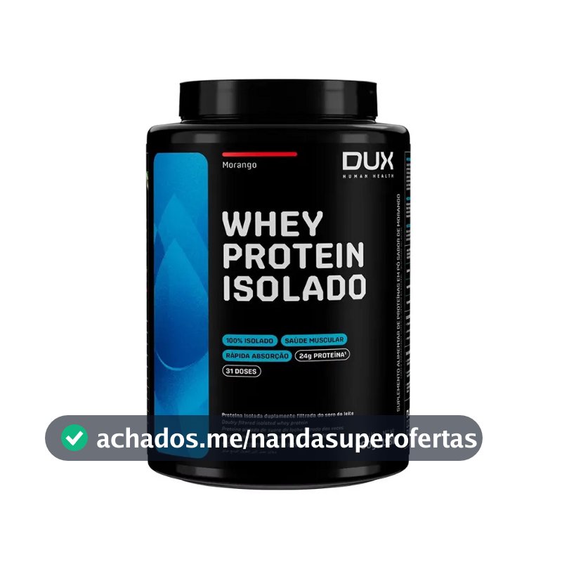 Whey Protein Isolado Dux Nutrition - Pote 900g Sabor Morango