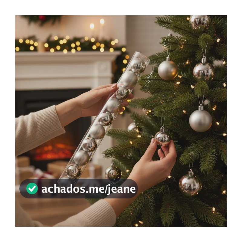 Cone Com 10 Bolas De Natal Prata 8cm Brilhantes P/ Arvore